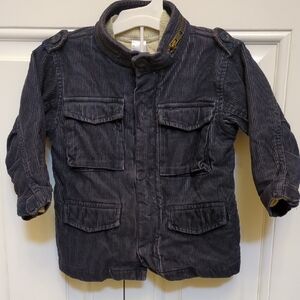 Old Navy 2 in 1 Navy Blue Corduroy and Beige Quilted Zip Jacket